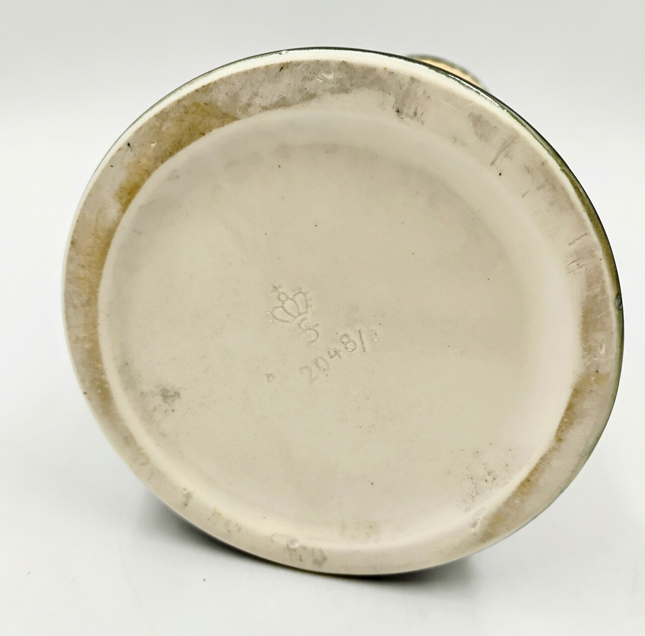 Sitzendorf porcelain base mark with crowned S factory mark and impressed model or production number