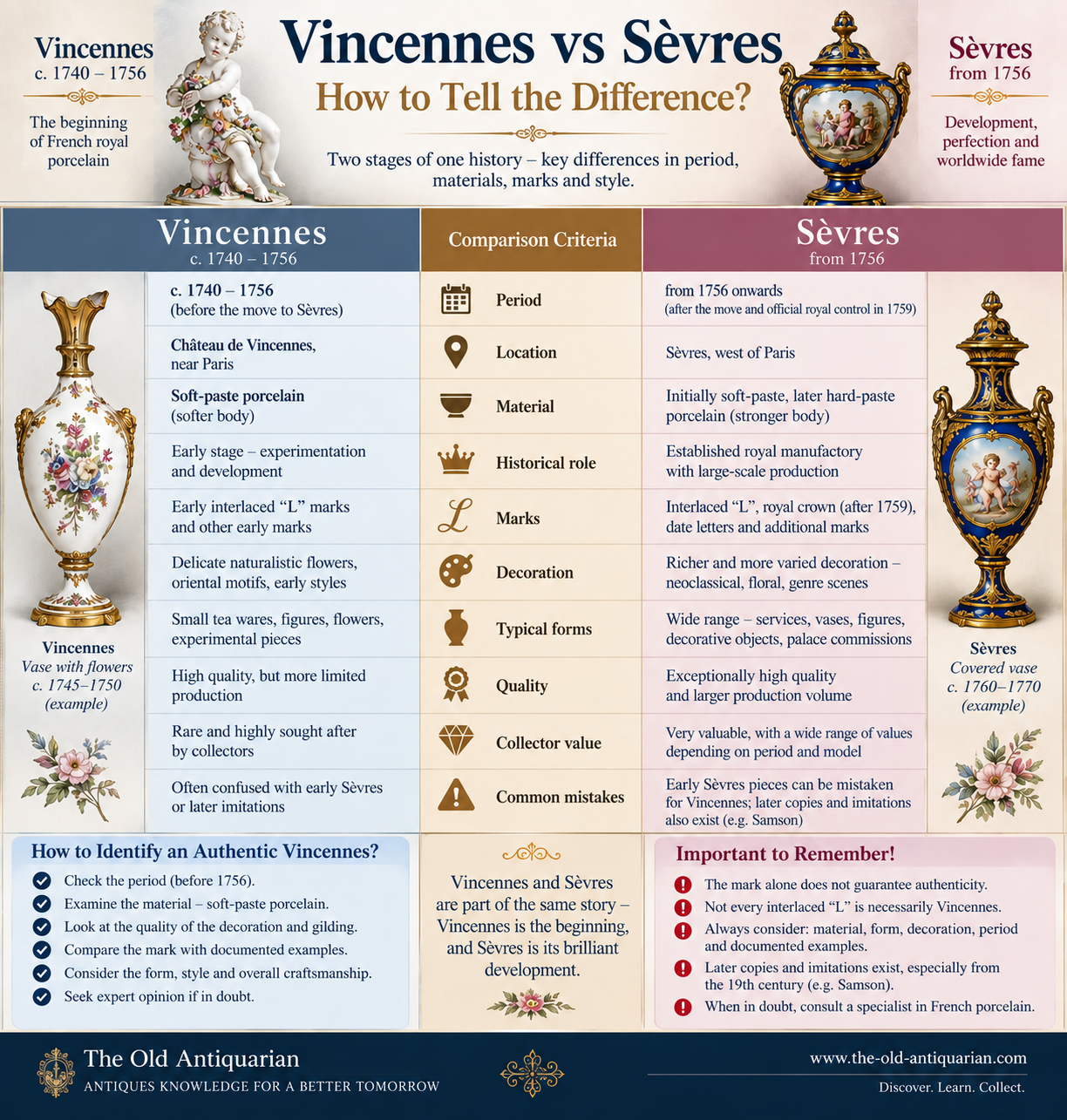 Vincennes vs Sèvres – How to Tell the Difference Vincennes vs Sèvres porcelain – differences in period, material, marks, forms and identification