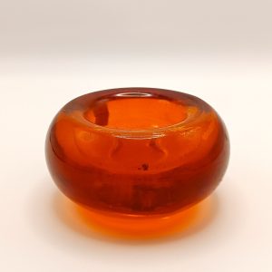 Vintage LEONARDO orange art glass tealight candle holder
