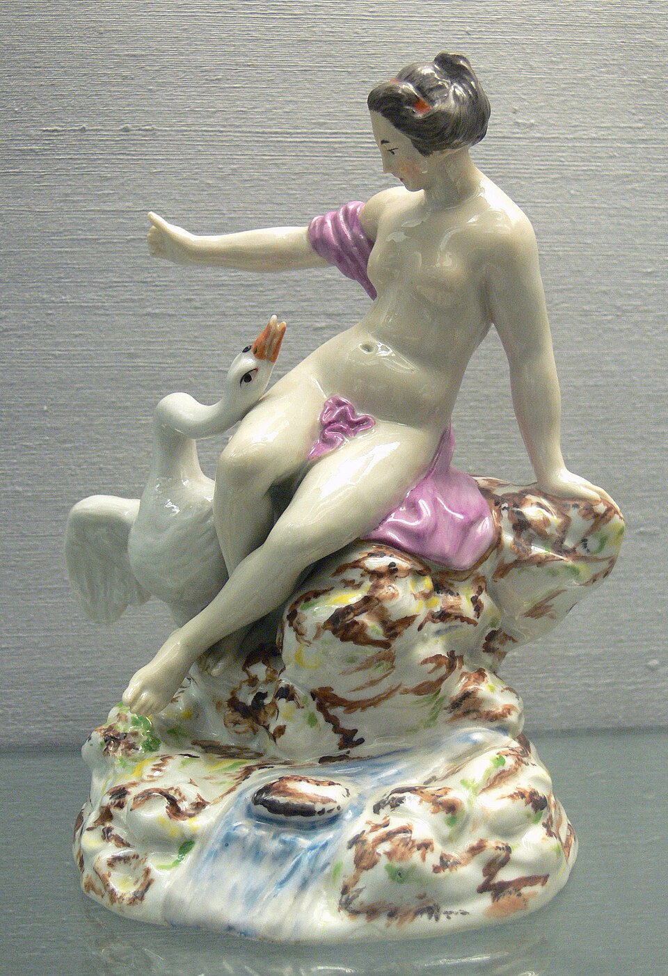 Volkstedt porcelain figure of Leda and the Swan circa 1785