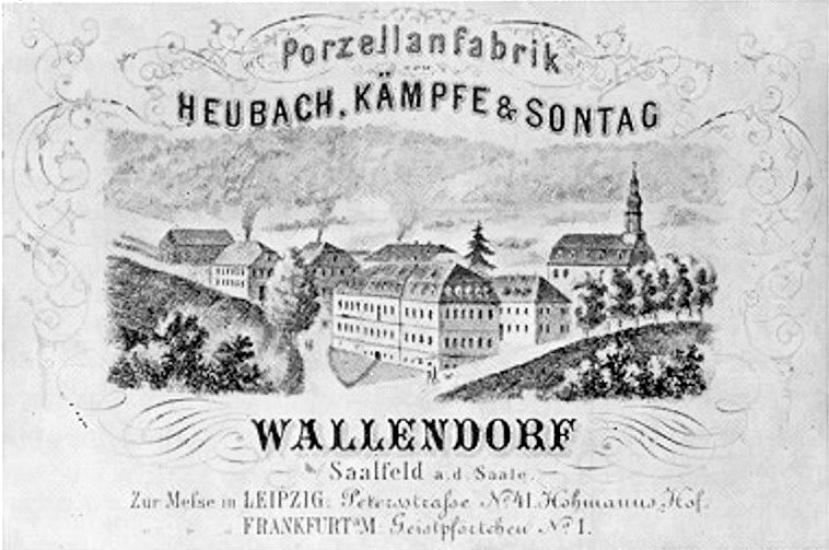 Historic illustration of the Wallendorf porcelain factory Heubach Kämpfe and Sontag in Thuringia during the 19th century