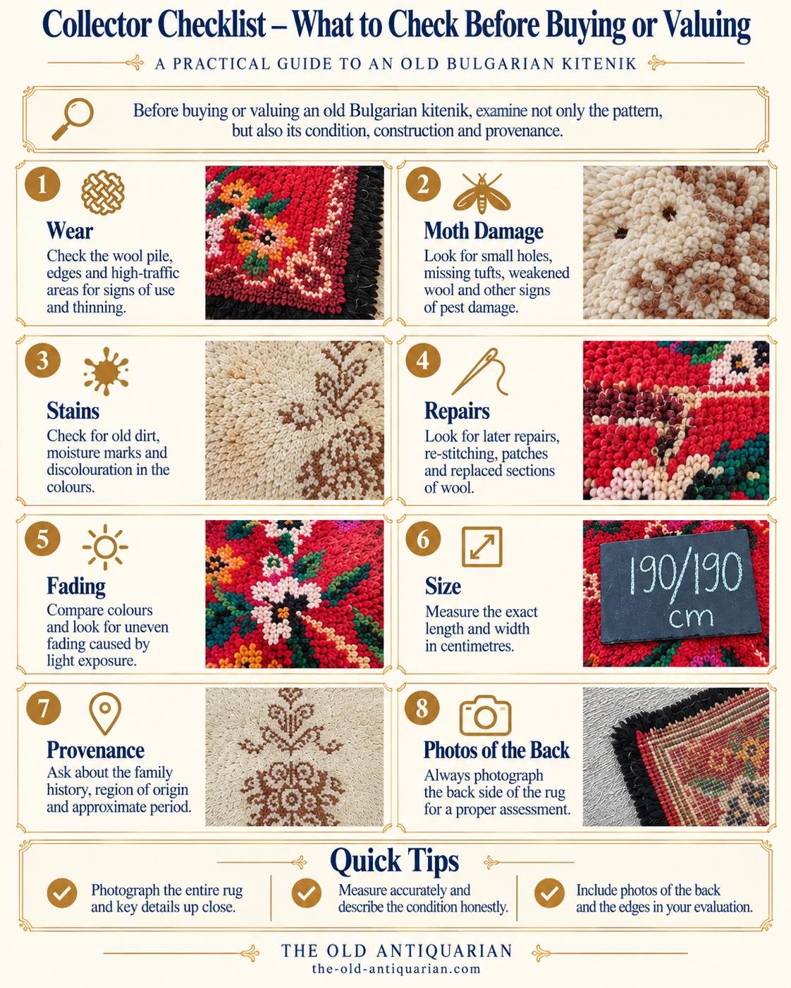 Bulgarian kitenik collector checklist – what to check before buying or valuing an old wool kitenik