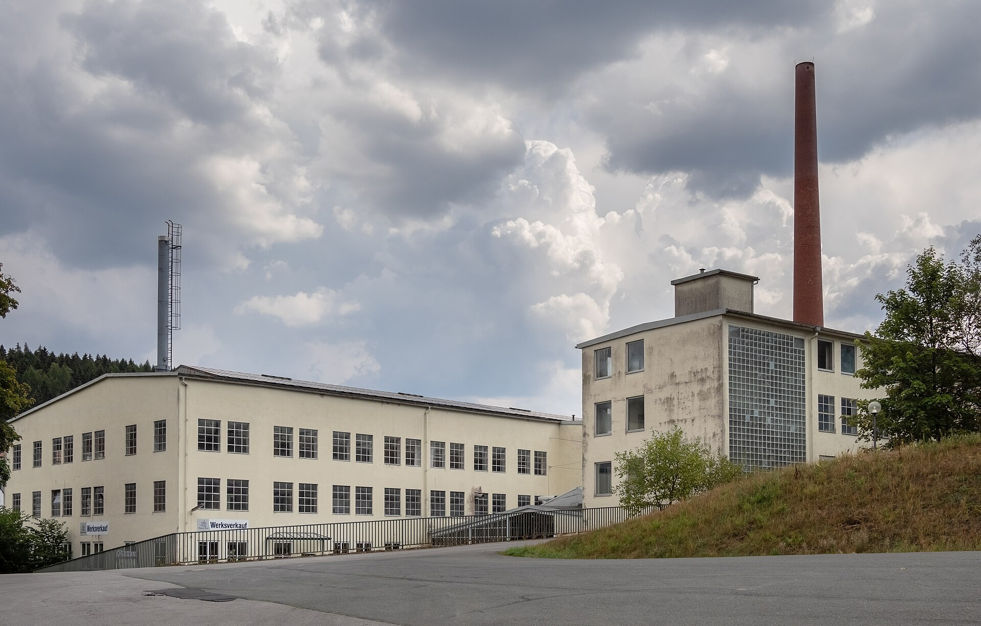 Royal Tettau porcelain factory buildings in Tettau, Bavaria, Germany, associated with the historic Tettau porcelain manufacture